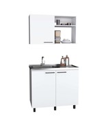Alexandria 2 Piece Kitchen Set, Wall Cabinet + Utility Sink, White  - $882.08 CAD