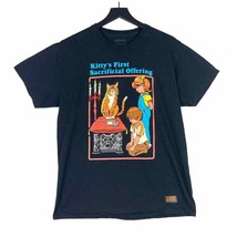 Steven Rhodes Halloween Shirt Kitty&#39;s First Sacrifice Mens L Black Retro... - £19.03 GBP