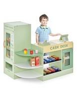 Kids Wooden Supermarket Play Toy Set with Checkout Counter-Green - Color... - $226.10 CAD