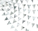 Silver Party Decorations Metallic Fabric Triangle Pennant Banner Silver ... - $31.99