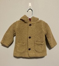 Dip Light Brown Sherpa Hooded Jacket, Fully Lined - Size 6-12 months (GUC) - £5.59 GBP