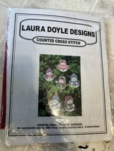 Laura Doyle Set 6 Snowmen Ornaments Counted Cross Stitch Plastic Canvas Kit - £12.98 GBP