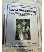 Laura Doyle Set 6 Snowmen Ornaments Counted Cross Stitch Plastic Canvas Kit - $16.82