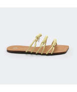 Capodarte Braided Strappy Flat Sandals in Yellow and Gold&amp;Silver - £46.41 GBP