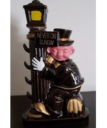 Vinrage &quot;Never On Sunday&quot; Ceramic Hobo Lamp Post Empty Liquor Decanter ~... - $1,116.20 MXN