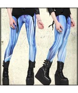 Widow By Lip Service Fallstreak Rave Festival Womens Legging Blue Tye Dy... - $35.99