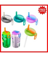 Reusable 4-Pack Soda Can Lids with Straws in Cheerful Colors - Safe &amp; St... - $37.17 CAD