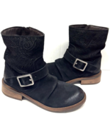 MIZ MOOZ SUEDE PRINTED LEATHER  BOOT SIDE BUCKLE 37EU / 7US BLACK Z-69 - $49.95