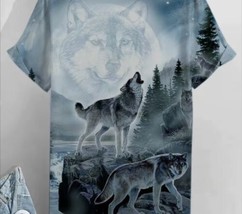 Men&#39;s 3-D Digital Wolf Print T-Shirt SS Moisture Wicking Medium (38) NWT - $23.76