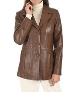 Leather Blazer Jacket Size Women Women&#39;s Button Suede Coat Large Soft Br... - $2,621.45 MXN