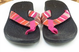 Clarks Sz 5 M Pink Flip Flop Fabric Women Sandals 65646 - £15.51 GBP