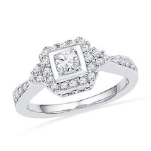 10kt White Gold Womens Round Diamond Solitaire Halo Bridal Wedding Engagement Ri - $667.25