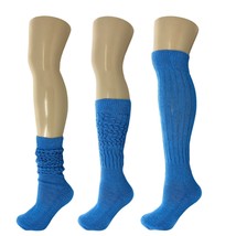 AWS/American Made Cotton Slouch Boot Socks Shoe Size 5 to 10 (Turquoise 3 Pair) - £13.90 GBP