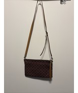 Fossil, Dark Burgundy Print Pebbled Faux Leather,Tan Genuine Leather Tri... - $41.71 CAD
