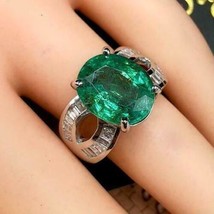6.70 Ct Oval Shape Simulated  Emerald Fancy  Wedding Ring Gold Plated 925 Silver - £77.86 GBP