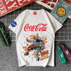 Coca-Cola Summer Fashion Trend Comfortable Cotton Teen Student Clothes Simple Lo - £117.39 GBP
