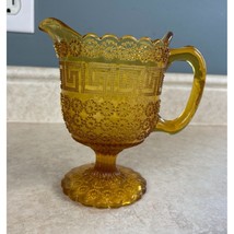 Vintage Amber Creamer Glass With Footed Bottom And Intricate Detailed De... - $21.80 CAD