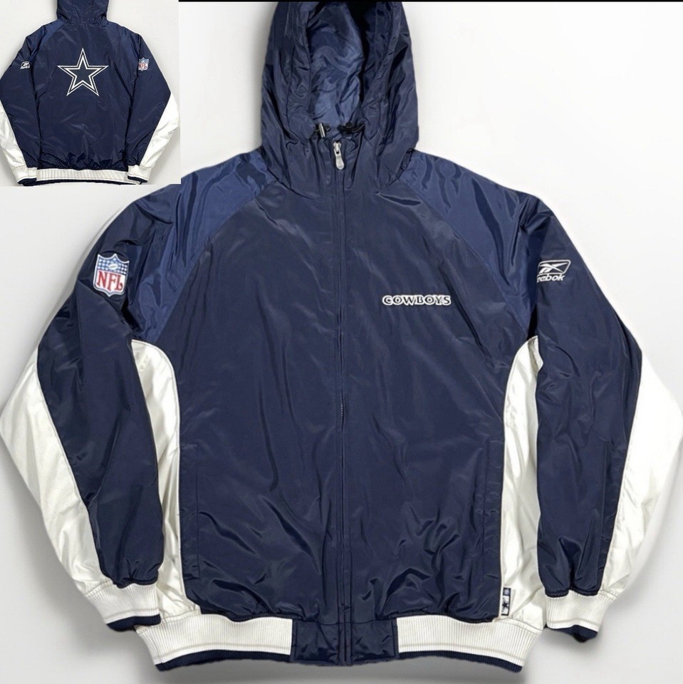 Vintage Dallas Cowboys Reebok On Field Hooded Jacket Mens XL NFL Full Zi... - $58.68