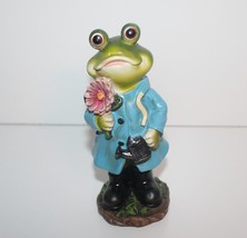 Frog Garden Statue 5.5in Tall Mini Outdoor Accessor Figurine Fairy Garden Decor - £11.89 GBP
