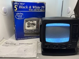 Spectra 5&quot; Portable Black &amp; White TV With AM/FM Radio 52-BWR *READ* Camping - £17.72 GBP