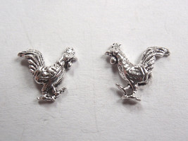 Chicken and Rooster 925 Sterling Silver Stud Earrings free range coop - £2.87 GBP