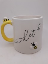 LET IT BEE Coffee Tea Mug Cup 18 Oz White With Bee In Handle - £10.32 GBP