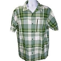 Columbia Fishing Shirt Men XL Green Plaid Short Sleeve Vented Casual Per... - $21.77