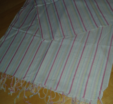 L.L. BEAN LADIES THIN STRIPED RECTANGULAR/FRINGED SCARF-VERY SOFT-NICE-W... - $9.98
