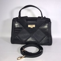 NINE WEST Henley Satchel Crossbody Bag - BLACK Faux Leather 2 Compartmen... - £71.93 GBP