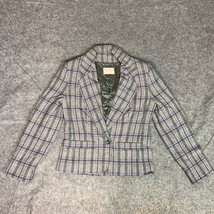 Vintage Pendleton Women Blazer 8 Gray Purple Plaid Wool Single Breasted ... - $29.98