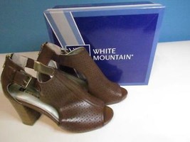 NIB White Mountain Brown Sandal Peep Toe Stacked Higher Heel 090 M Org $79 - £13.65 GBP