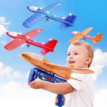 3 Pack Airplane Launcher Toy, Led Foam Glider Plane Launcher Catapult With 2 Fli - £21.96 GBP