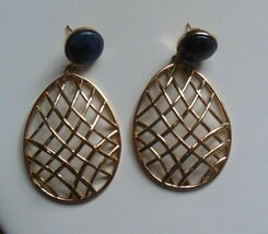 Elements by NEST Genuine Gemstone Lapis Teardrop Wire Swag Earrings -HSN - $15.83