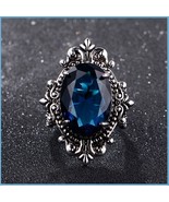 Middle Ages Oval Royal Blue Sapphire Fluer De Lis Lily 925 Sterling Silv... - €83,21 EUR