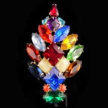 1950&#39;s Christmas Tree Brooch - chunky baguettes - multi color pin - Unusual desi - £76.12 GBP