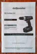 Drill Master 18 Volt Cordless Drill Instructions Owner&#39;s Manual Booklet ... - $3.95