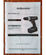 Drill Master 18 Volt Cordless Drill Instructions Owner's Manual Booklet 68239