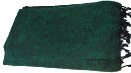 Fair Trade Tibetan Yak Wool Woollen Shawl/Blanket 1.8M x 0.8M (Green) - £21.27 GBP