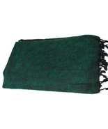 Fair Trade Tibetan Yak Wool Woollen Shawl/Blanket 1.8M x 0.8M (Green) - £21.27 GBP