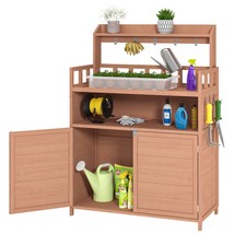 Outdoor Wood Potting Bench Table, Cabinet &amp; Shelf for Patio Garden - $3,746.44 MXN