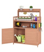 Outdoor Wood Potting Bench Table, Cabinet &amp; Shelf for Patio Garden - €173,77 EUR