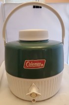 Vintage Coleman 1-Gallon Green &amp; White Water Cooler Jug Metal &amp; Plastic USA 1985 - £26.02 GBP