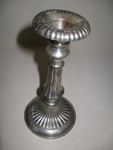 Silver Plate Candle Stick Holder Rib Rim and Stem Panel Design Round Base - £7.82 GBP