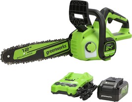 Greenworks 24V 12&quot; Brushless Chainsaw, 4Ah USB Battery and Charger Included - £126.93 GBP