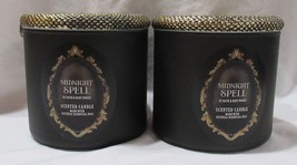 Bath &amp; Body Works 3-wick Scented Candle Lot of 2 MIDNIGHT SPELL w/ snake lid - £61.40 GBP