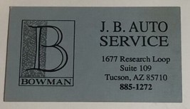 JB Auto Service Vintage Business Card Tucson Arizona bc2 - $3.95