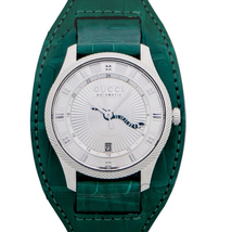 Gucci G-Timeless Mechanical Series Silver Colored Leather Watch - $1,786.00