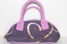 Victoria&#39;s Secret Purple Purse Handbag Gold Heart Design &amp; Pendant 100% Cotton - £3.99 GBP