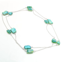 Green Titanium Drusy Handmade Gemstone Fashion Necklace Jewelry 36&quot; SA 6095 - £4.73 GBP