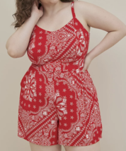 Torrid Super Soft Red Paisley Romper -Pockets- Plus Size 1X - $34.98